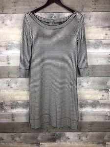 Banana Republic Womens Size M Striped Boat Neck Dress 3/4 Sleeve Navy White - Picture 1 of 6