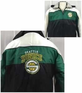 Vintage NBA GIII Carl Banks Seattle Supersonics Coat Green White Black Size XL