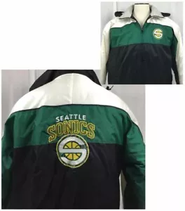 Vintage NBA GIII Carl Banks Seattle Supersonics Coat Green White Black Size XL - Picture 1 of 12
