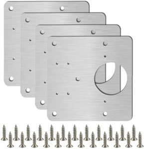 4x Hinge Repair Plate for Cabinet Door, Stainless Steel Hinge Repair Bracket Kit - Picture 1 of 6