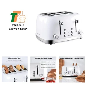 4 Slice Toaster Retro Stainless Steel with Bagel Defrost Cancel Function, 6 B... - Picture 1 of 9