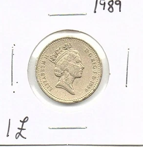 UK England Great Britain Coin 1 Pound 1989 similar to picture used QEII. - Picture 1 of 6