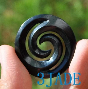 Certified Black Nephrite Jade Double Koru Pendant Necklace NZ Maori Jewelry - Picture 1 of 6