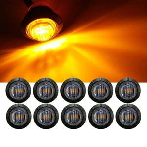 10Pcs Smoked Round Side Marker lights Trailer Truck 3/4" Amber LED Bullet Light - Picture 1 of 11