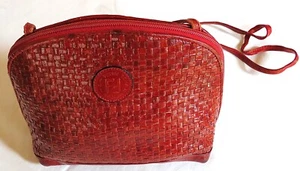 VINTAGE FENDI ROMA ITALY 1925 RED LEATHER PURSE BAG CROSSBODY WOVEN VG-CONDITION - Picture 1 of 11