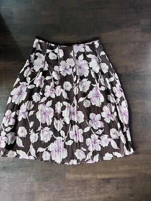 Falda midi INC International Concepts 100 % seda para mujer talla 8 marrón línea A Foto 1 de 4