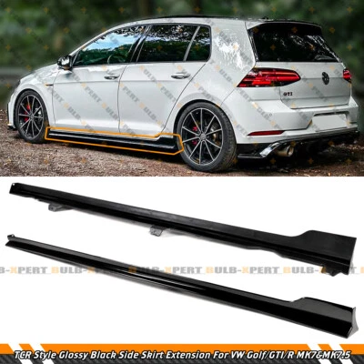 Extensión de faldón lateral negro brillante estilo TCR para 12-20 VW Golf GTI R MK7 MK7.5 4 PUERTAS Foto 1 de 4