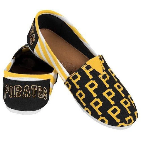 Pittsburgh Pirates MLB Women's Canvas Stripe Shoes, Size XL (10), New With Tags Cover