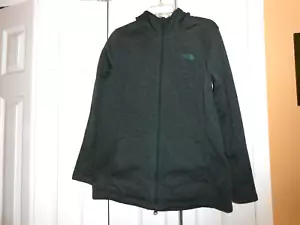 Women~THE NORTH FACE~LOGO~Green~Full Zip Hoodie Pockets Every Day Jacket Size L - Picture 1 of 11