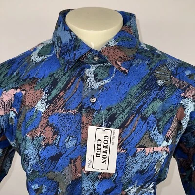 Camisa masculina vintage anos 80 anos 90 algodão clube Miami Vice Fresh Prince abstrata AOP NOS GG - Imagem 1 de 4