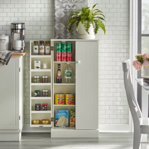 White Utility Kitchen Pantry and Storage Rack Cabinet Door Shelf Organizer Home - Picture 1 of 4