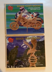 Wood Craft Model Cross Country Motorcycle & Eagle - 3D Puzzle - Picture 1 of 6