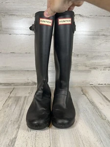 HUNTER Tall Original Rain Waterproof Women Boots Black Matte Size 7 - Picture 1 of 12