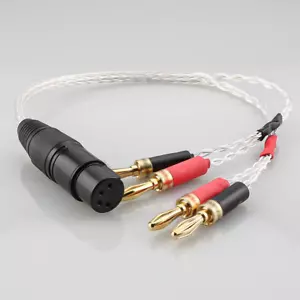 Cable de altavoz enchapado en plata Hifi Audio OCC 4 pines XLR hembra a 4 enchufes de plátano - Imagen 1 de 5