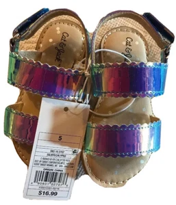 Cat & Jack Girl’s Sandals Silver/Calypso , New With Tags, 5 - Picture 1 of 7