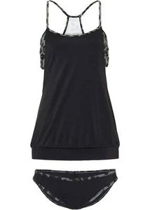 Neu Damen 2-tlg Long Tankini mit Prothesentasche Gr 40 Oliv Schwarz Leo - Bild 1 von 1