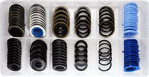 100 Stck. 12 Typen Metall Gummi Master Ölablassschraube Dichtung Sortiment Kit Ersatz - Bild 1 von 3