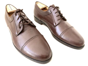BALLY Trino Brown Leather Cap Toe Derby Shoes, Sz 9.5 D, Made in Italy, EUC - Picture 1 of 19