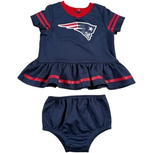 NFL Baby Girls New England Patriots Cheer Dress and Diaper Cover Set 6-12 Months - Picture 1 of 8