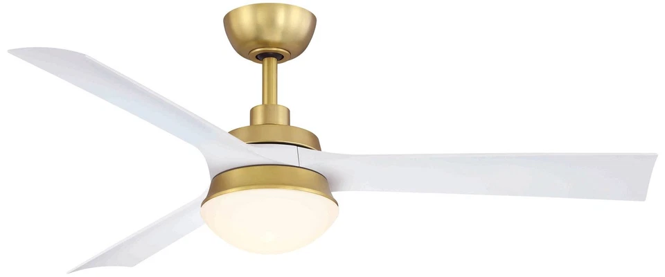 52" Fanimation Barlow Brass White Outdoor LED Ceiling Fan with Remote - Image 1 of 1