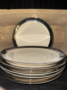 Gorham Black Contessa Elegant Platinum Dinner Plates (8) - Picture 1 of 3