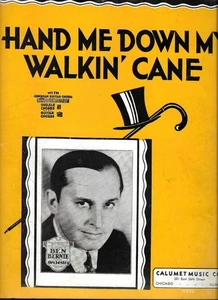 Hand Me Down My Walking Cane 1936 Piano Guitar Ukulele Vocals Sheet Music Ben Be - Picture 1 of 2