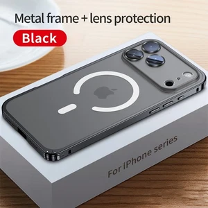 Coque magnétique en alliage d'aluminium pour iPhone 16 17 Pro Max 15 14 13 12 17 - Picture 1 of 18