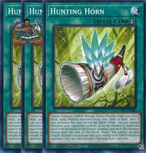 Yugioh! 3x Cuerno de Caza DOOD-EN086 Común 1ª Edición Casi Nuevo - Imagen 1 de 1