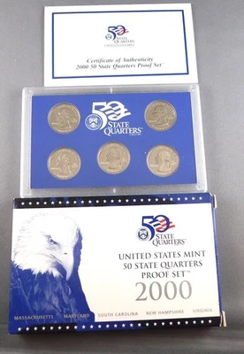 2000- S 50 State Quarters Proof Set - Mass - Maryland - SC - NH - VA W/COA - Image 1 of 3