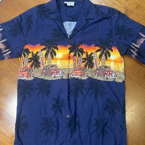 Pacific Legend Camicia Hawaiana Uomo Taglia Large Made In USA Blu - Foto 1 di 14