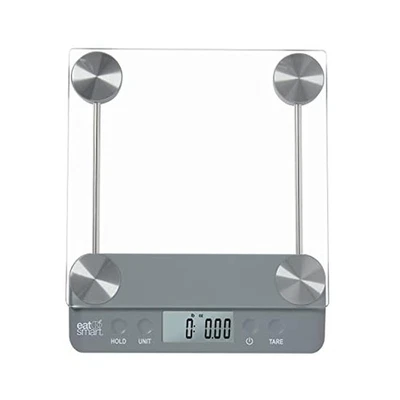 Báscula de cocina de alimentos con plataforma de vidrio Eat Smart Eat Smart 33 lb con tara, gris Foto 1 de 4