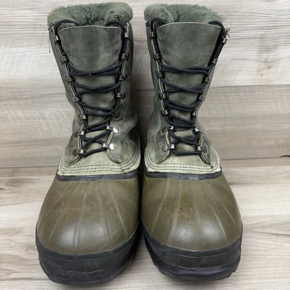 Botas de nieve Sorel Dominator de cuero con cordones y forro de cuero ribete de piel para hombre 11’s Foto 1 de 4