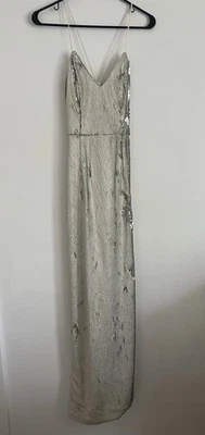Minuet Womens Size Large White Silver Sequin Dress Maxi Sleeveless NEW - Image 1 of 4