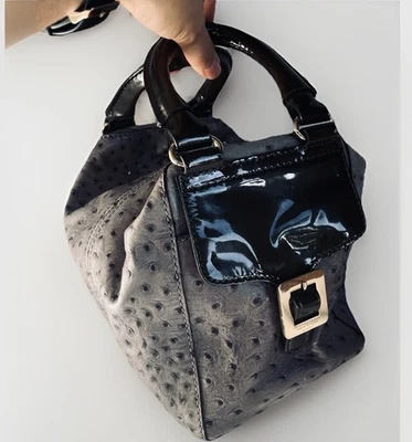 Bolso Kate Spade Raro De Colección A La Vita Avestruz Halsey Gris Avestruz Repujado Foto 1 de 4