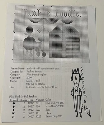 FREE SHIP! Freedom to Stitch Yankee Poodle Cross Stitch Design - Image 1 of 2