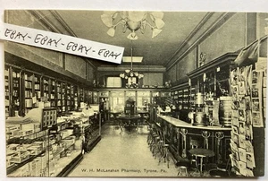 EARLY TYRONE PA. W.H. McLANAHAN PHARMACY RARE INTERIOR VIEW WOW! POSTCARD - Picture 1 of 2