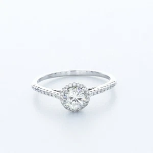 1,12 kt I/SI1 runder natürlicher zertifizierter Diamanten Weißgold Halo Seitenstein Ring - Bild 1 von 15