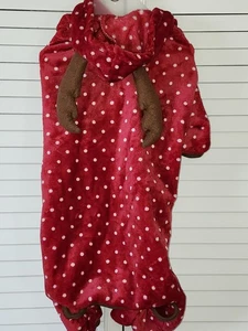 LuvGear Schlafanzug Rentier Hunde Schlafanzug Gr.XL rot gepunktet mit Geweih Weihnachten - Bild 1 von 11