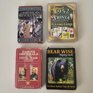 Mazzi di Carte da Gioco Vintage (4) Giochi Curiosità Guerra Civile Rivoluzione Americana Orso Fatti - Foto 1 di 21