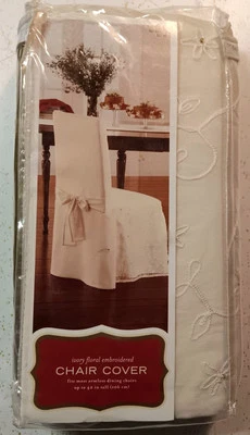 Чехлы на стулья Target цвета слоновой кости с цветочной вышивкой подходят для высоких винтажных стульев 42 дюйма лот из 5 - Изображение 1 из 4