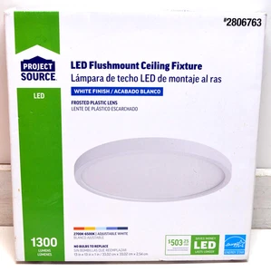 Flushmount Ceiling Light Fixture Project Source LED White Finish Adjustable - Picture 1 of 2