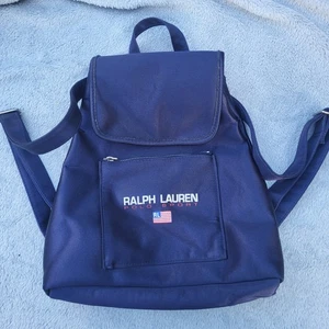 Vintage Polo Sport Ralph Lauren Mini Backpack Blue Logo Travel Small 1990s - Picture 1 of 12