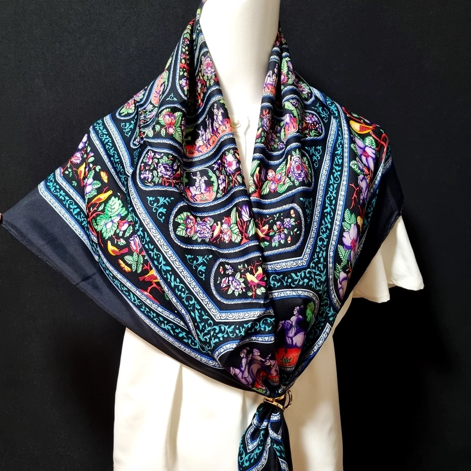 RARE VINTAGE HERMES Silk Scarf "QALAMDAN" Carre 90 by Catherine Baschet - Image 1 of 4