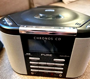 Pure Chronos CD DAB FM Alarm Clock Radio Black Silver Digital with AC Adapter  - Picture 1 of 12
