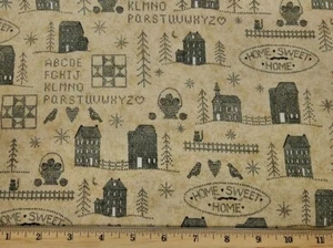 Tela MODA - NAVIDAD EN SALTBOX FARM - Casas en bronceado sombreado - media yarda (18") - Imagen 1 de 1