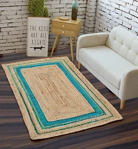 Jute Rug Carpet Braided 100% Natural Jute Area Decor Rug Handmade Modern Living - Picture 1 of 5