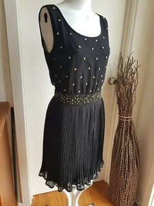 Size 8 - womens dress "Valleygirl" beaded black dress with pleated skirt - Picture 1 of 8