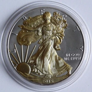 USA 1 Dollar 2015, Liberty, Gilded, 1 Oz Silber - Bild 1 von 2