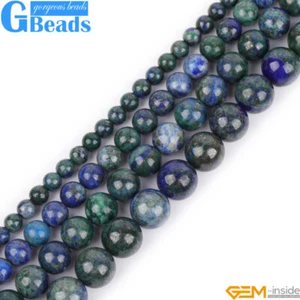 Cuentas redondas de piedras preciosas de malaquita de lapislázuli 15" hilo 6 mm 8 mm hágalo usted mismo fabricación de joyas - Imagen 1 de 35
