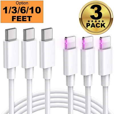 YUCOSTREE 3x Fast Charger USB C Charging Cable For iPhone 14 13 12 11 Pro Max 1/3/6/10 Ft